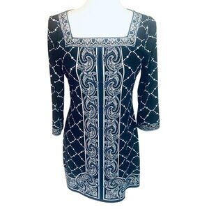 White House Black Market Dress, Tunic with Embroidered Square Neckline, Size XS